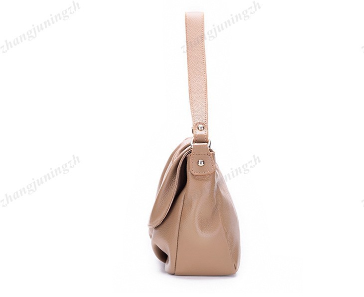 Real Genuine Leather Purse Shoulder Messenger Baguette Hand Bag Fold Waves Women