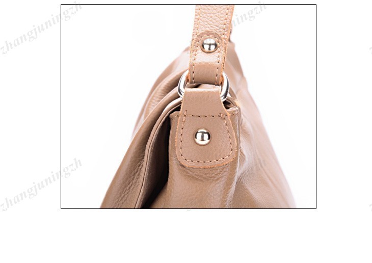 Real Genuine Leather Purse Shoulder Messenger Baguette Hand Bag Fold Waves Women