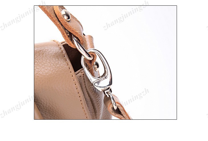 Real Genuine Leather Purse Shoulder Messenger Baguette Hand Bag Fold Waves Women