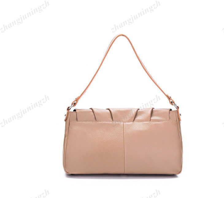 Real Genuine Leather Purse Shoulder Messenger Baguette Hand Bag Fold Waves Women