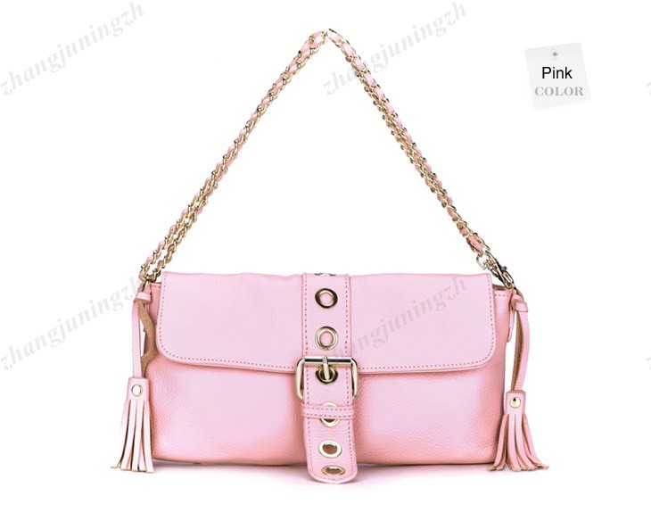 Genuine Leather Purse Shoulder Baguette Hand Bag Clutch Pouchette Chain Tassel