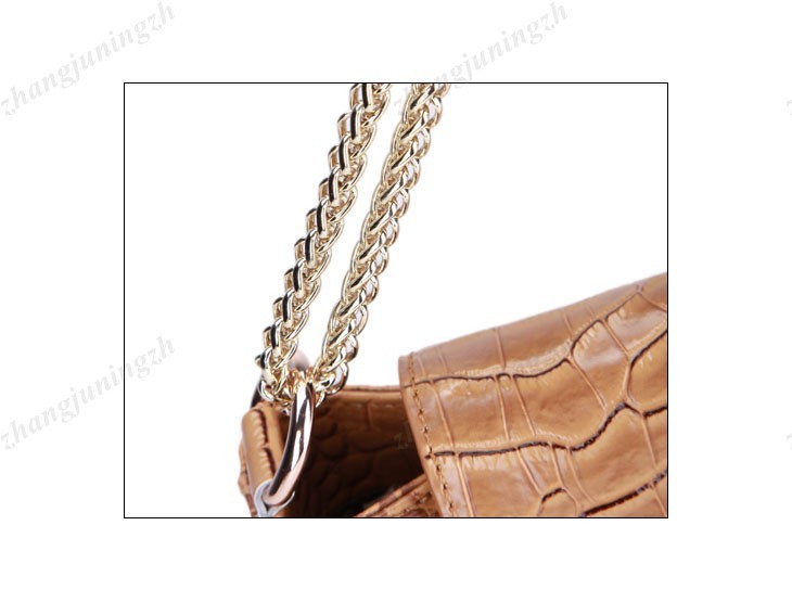 Real Genuine Leather Purse Shoulder Bag Handbag Chain Crocodile Plum Flower Lock