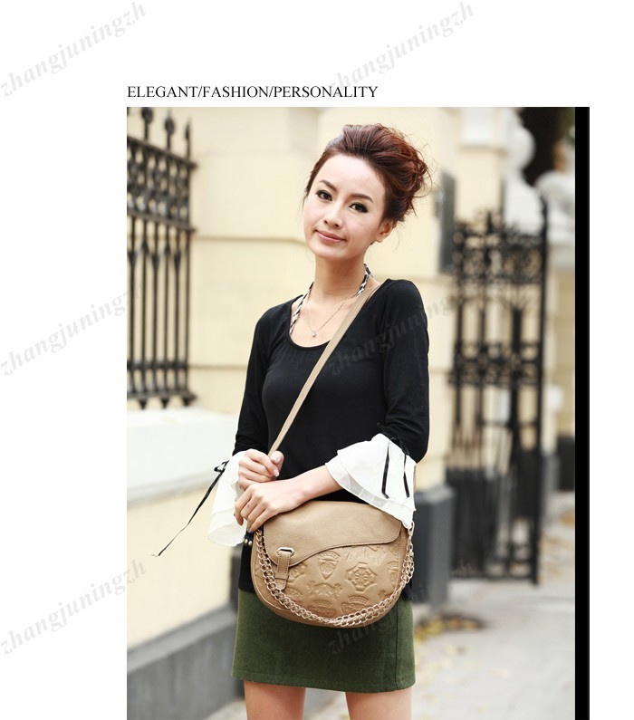 Real Genuine Leather Purse Shoulder Messenger Hand Bag Totem Chain Wome Fashion