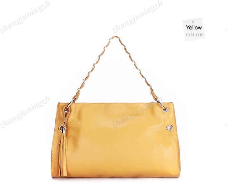 Real Genuine Leather Purse Shoulder Bag Handbag Tote Metallic Chain Tassel Grommet Women Lady Fashion New