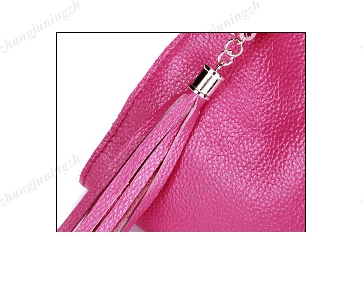 Real Genuine Leather Purse Shoulder Bag Handbag Tote Metallic Chain Tassel Grommet Women Lady Fashion New