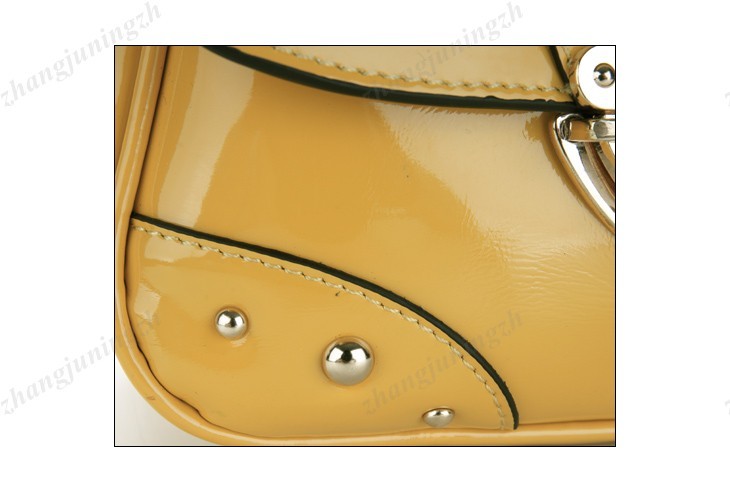 Real Genuine Patent Leather Purse Baguette Bag Handbag Rivet Shiny Colorful Punk