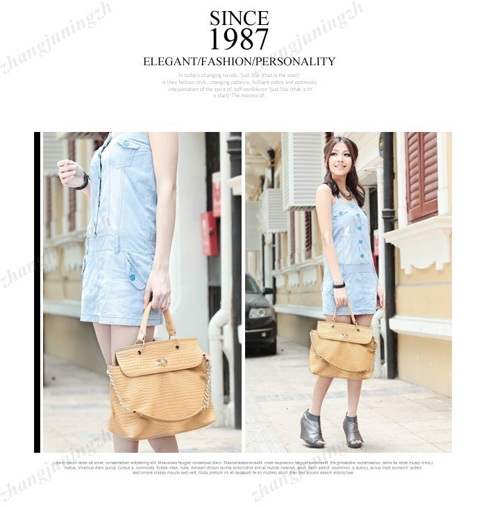 Real Genuine Leather Purse Satchel Shoulder Bag Handbag Large Tote Chain Stone New Women Fashion