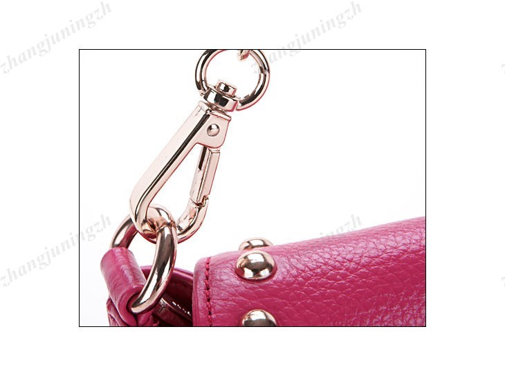 Real Genuine Leather Purse Shoulder Clutch Baguette Bag Handbag Chain Rivet Fold