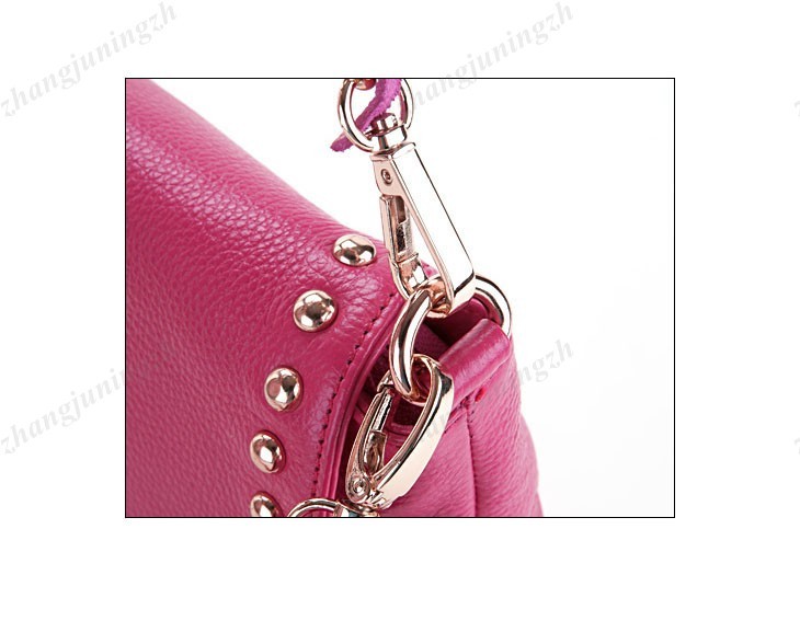 Real Genuine Leather Purse Shoulder Clutch Baguette Bag Handbag Chain Rivet Fold