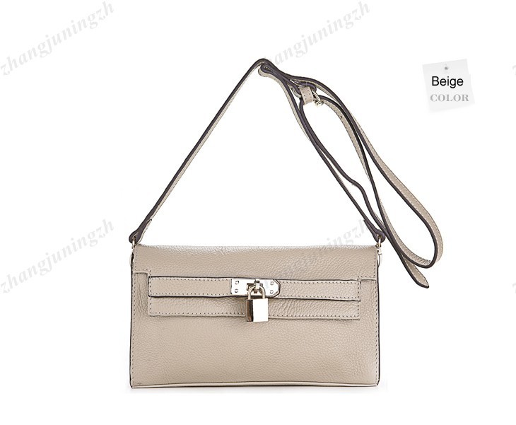 Real Genuine Leather Shoulder Messenger Baguette Bag Pouchette Lock Women New