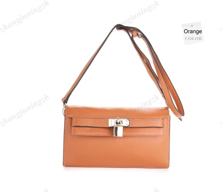 Real Genuine Leather Shoulder Messenger Baguette Bag Pouchette Lock Women New