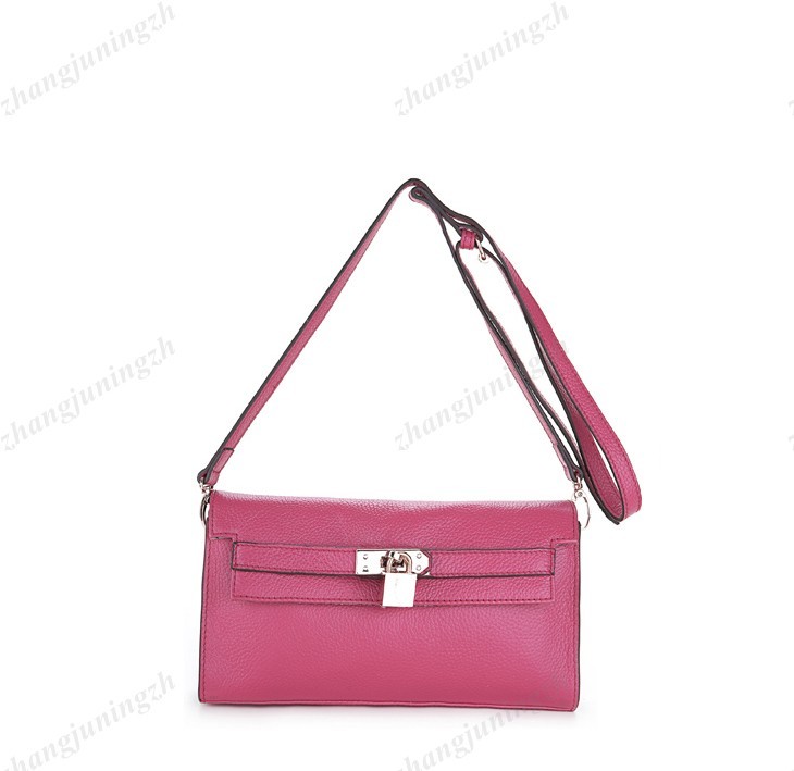 Real Genuine Leather Shoulder Messenger Baguette Bag Pouchette Lock Women New