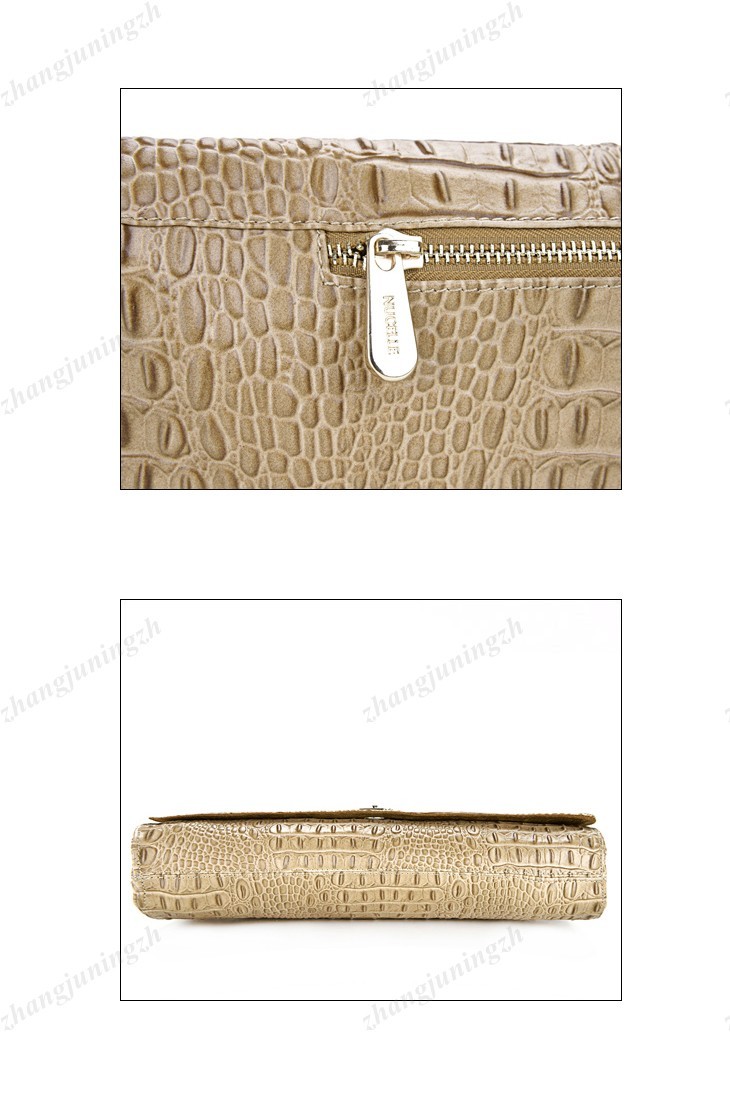 Real Genuine Leather Purse Shoulder Clutch Baguette Hand Bag Lock Crocodile New