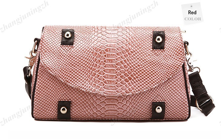 Real Genuine Leather Purse Baguette Shoulder Messenger Bag Tote Snakeskin Women