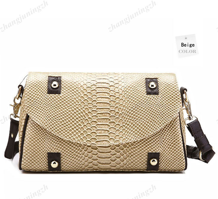 Real Genuine Leather Purse Baguette Shoulder Messenger Bag Tote Snakeskin Women