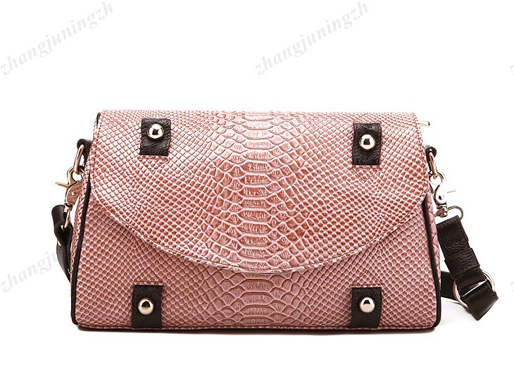 Real Genuine Leather Purse Baguette Shoulder Messenger Bag Tote Snakeskin Women