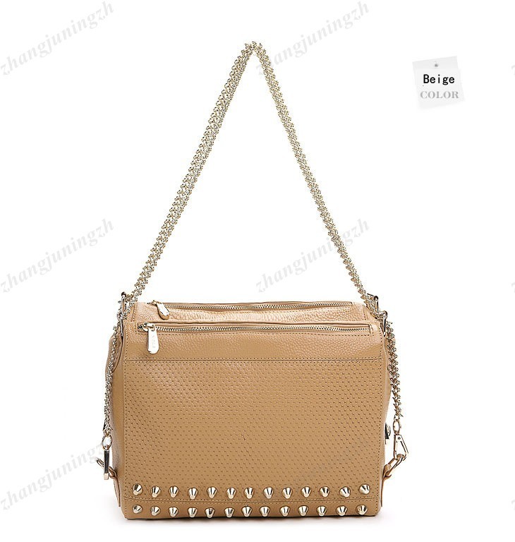 Real Genuine Leather Purse Shoulder Bag Handbag Large Tote Rivet Chain Punk New