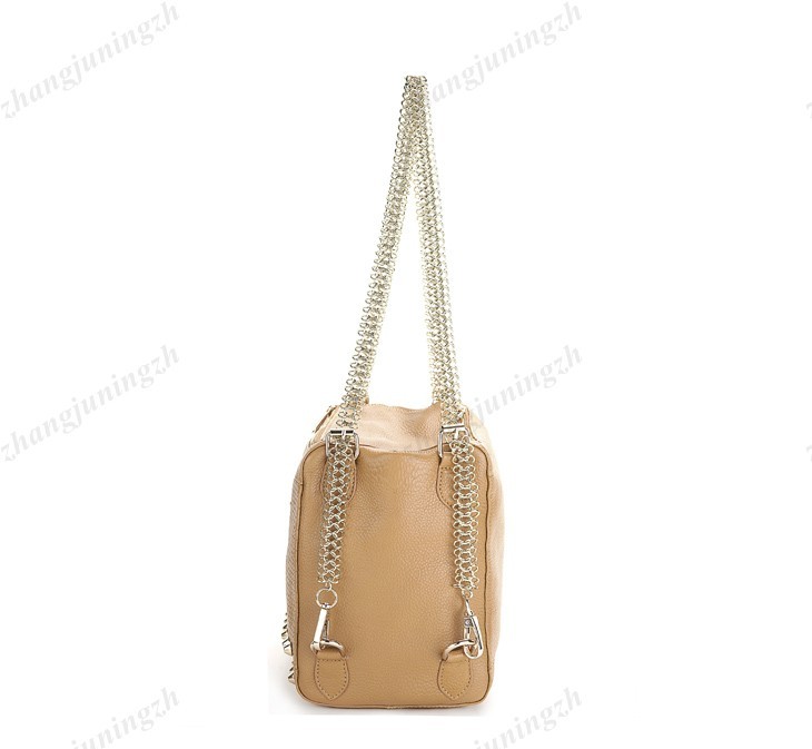 Real Genuine Leather Purse Shoulder Bag Handbag Large Tote Rivet Chain Punk New