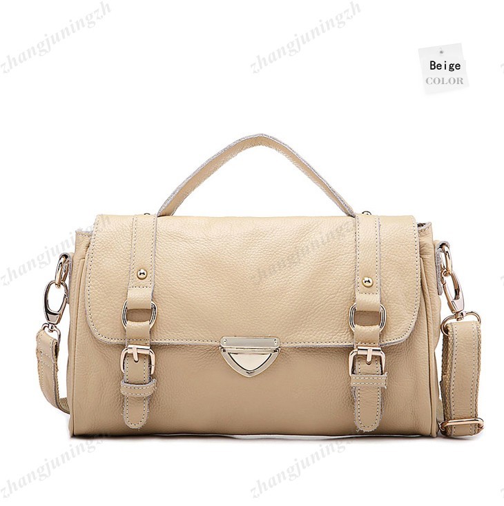 Real Leather Purse Satchel Shoulder Hand Bag Tote Push Button Fashion Women New