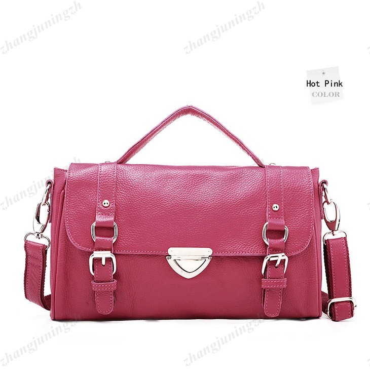 Real Leather Purse Satchel Shoulder Hand Bag Tote Push Button Fashion Women New