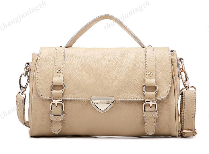 Real Leather Purse Satchel Shoulder Hand Bag Tote Push Button Fashion Women New