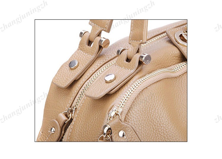 Real Genuine Leather Purse Shoulder Bag Handbag Satchel Bowling Style Twist Lock