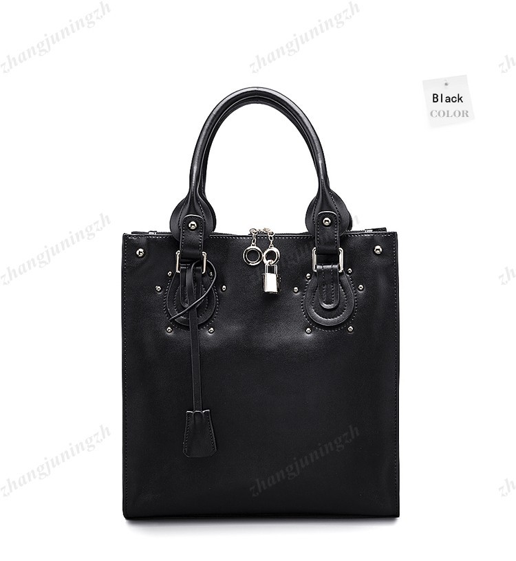 Real Genuine Leather Purse Shoulder Bag Handbag Tote Satchel Rivet Lock Fashion