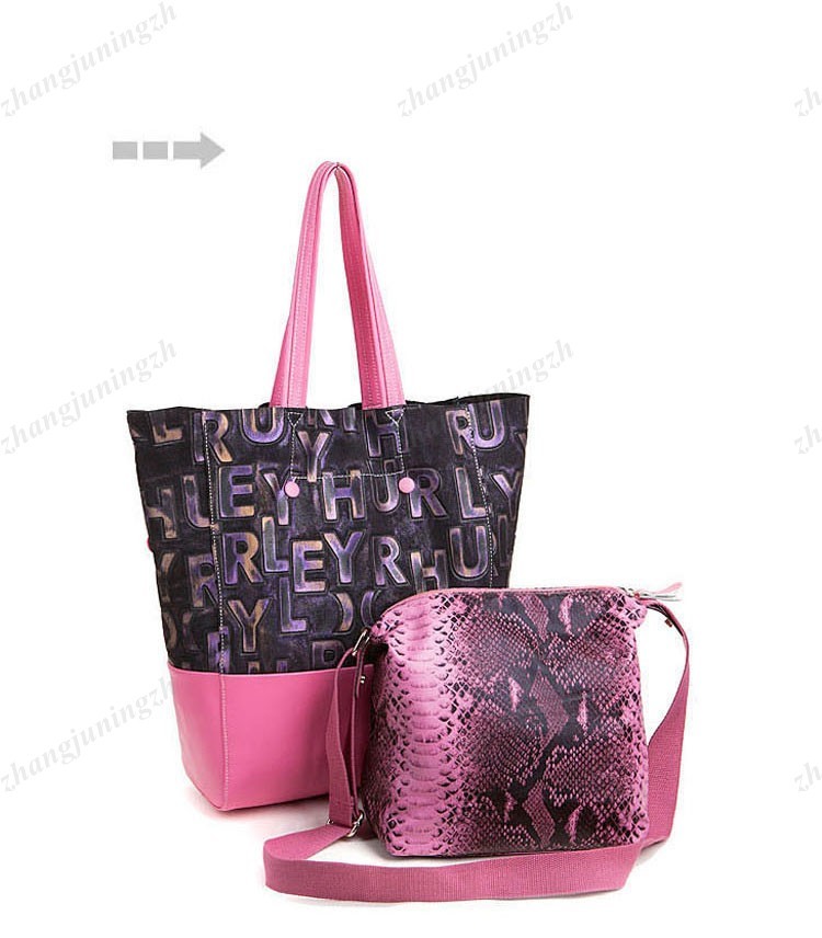 Real Genuine Leather Purse Shoulder Hand Bag Tote Letters Scarf Snakeskin 2 Bag