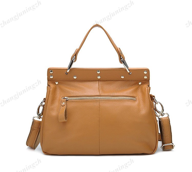 Real Genuine Leather Purse Shoulder Hand Bag Satchel Briefcase Rivet Push-Button