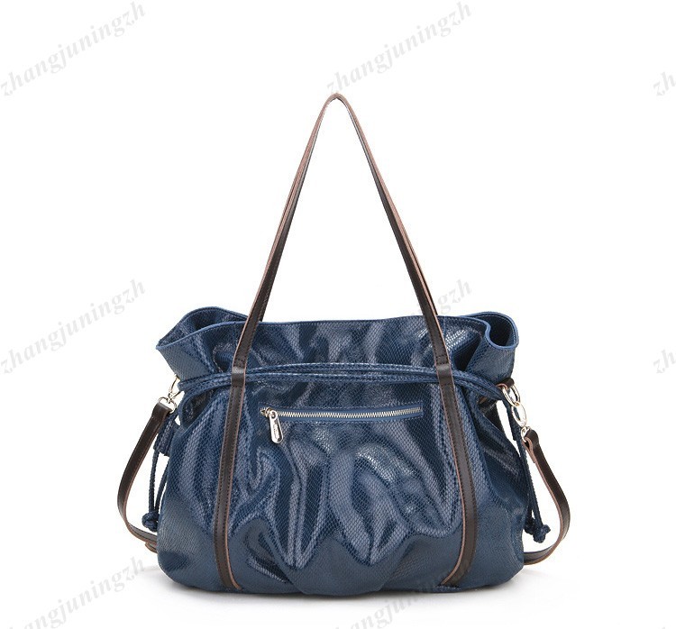 Real Genuine Leather Purse Shoulder Bag Handbag Tote Snakeskin Drawstring Trendy