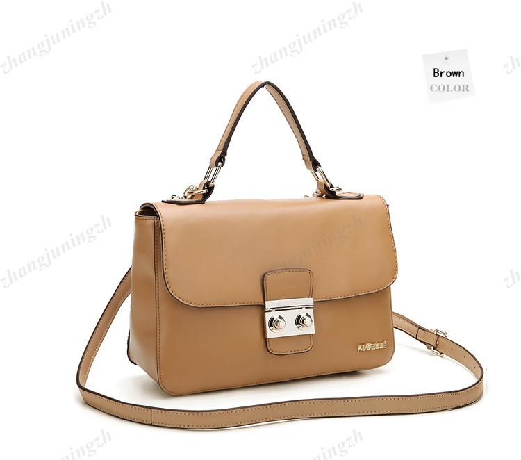 Real Genuine Leather Purse Satchel Shoulder Hand Bag Briefcase Women Push-Button