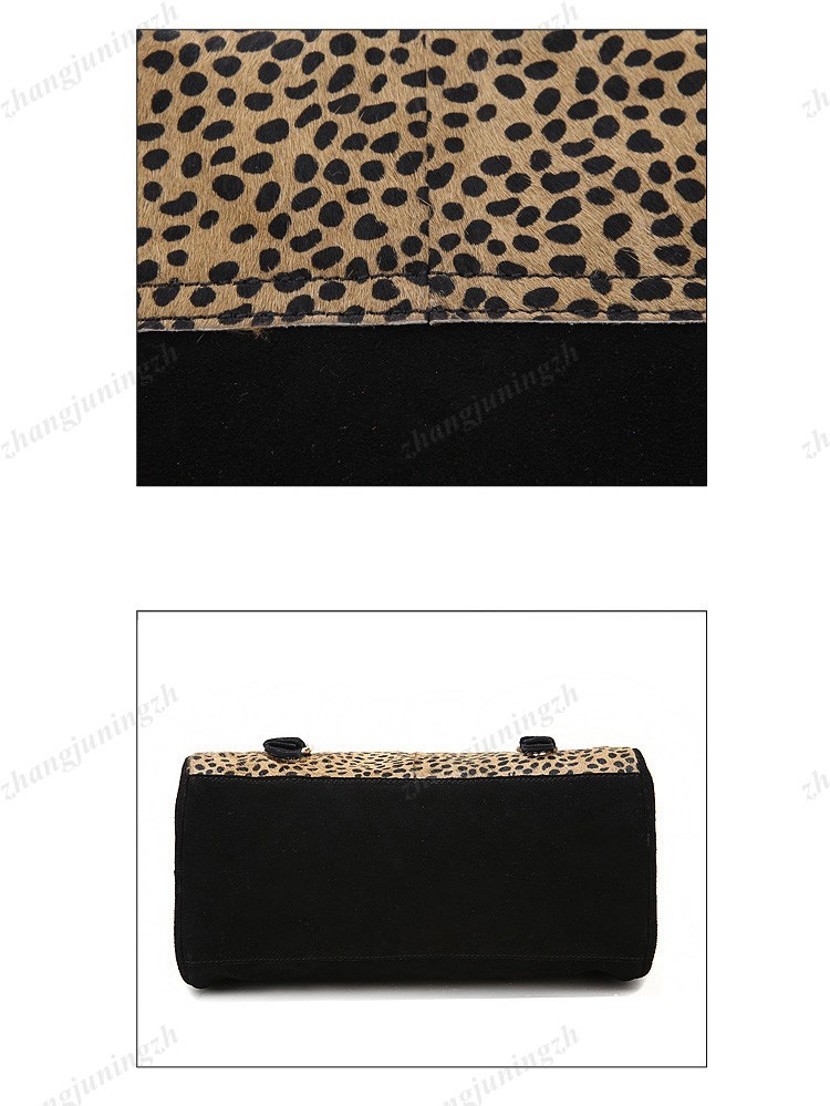 Real Genuine Leather Fur Horsehair Purse Satchel Shoulder Hand Bag Leopard Women