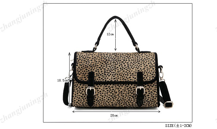 Real Genuine Leather Fur Horsehair Purse Satchel Shoulder Hand Bag Leopard Women