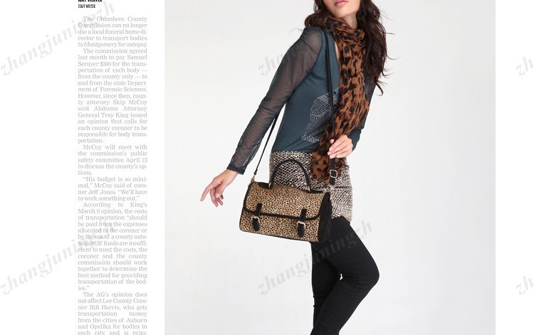 Real Genuine Leather Fur Horsehair Purse Satchel Shoulder Hand Bag Leopard Women