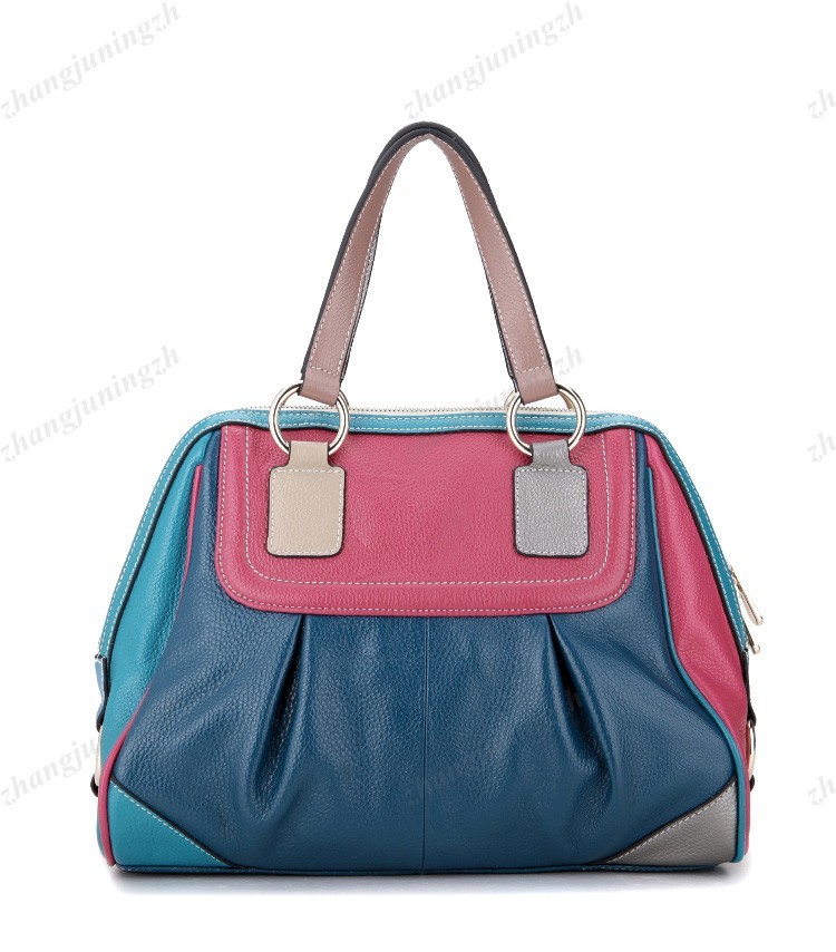 Real Genuine Leather Purse Satchel Shoulder Bag Handbag Colorful Multi Colors Fold Lock Women