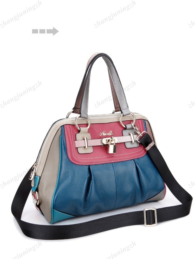 Real Genuine Leather Purse Satchel Shoulder Bag Handbag Colorful Multi Colors Fold Lock Women