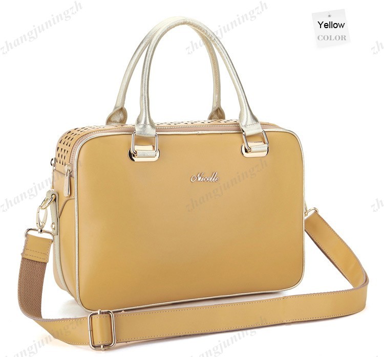 Real Genuine Leather Purse Shoulder Hand Bag Satchel Hollow Out Metallic Colors