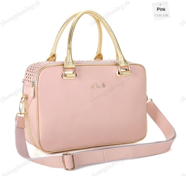 Real Genuine Leather Purse Shoulder Hand Bag Satchel Hollow Out Metallic Colors