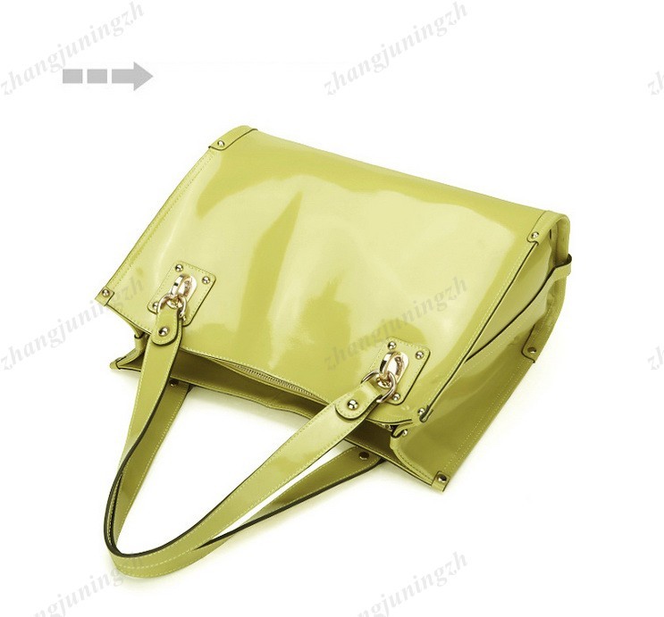 Real Genuine Patent Leather Purse Shoulder Bag Handbag Tote Shiny Colorful Rivet Eye Catching