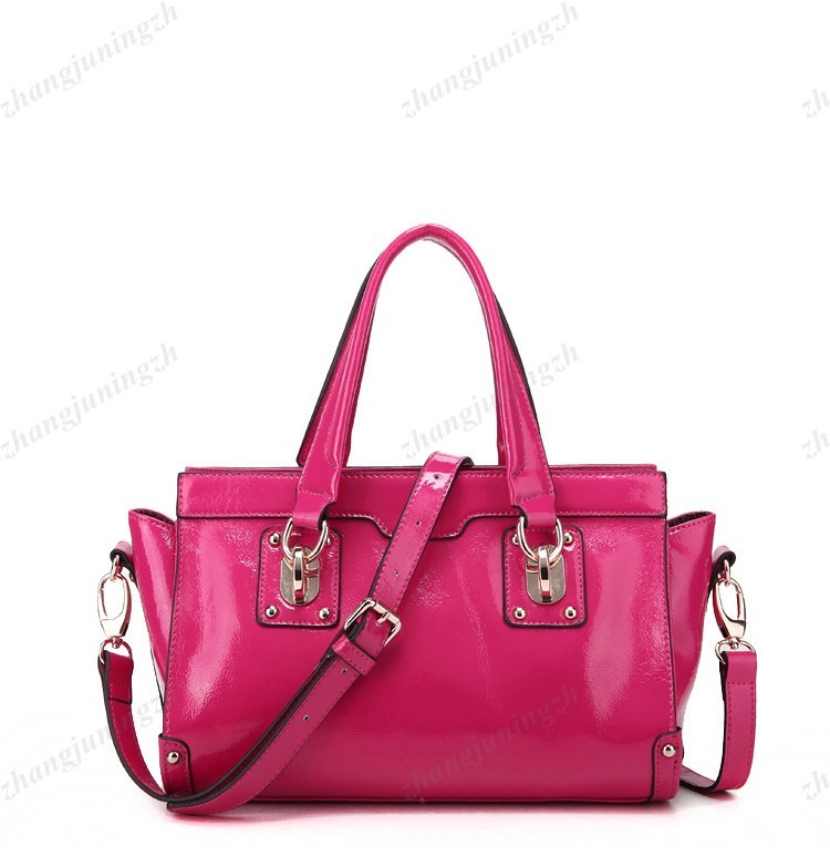 Real Genuine Patent Leather Purse Satchel Shoulder Hand Bag Tote Rivet Colorful