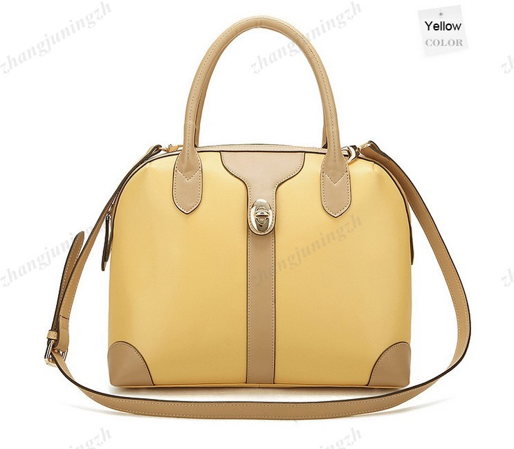 Real Genuine Leather Purse Shoulder Bag Handbag Satchel Tote Bowling Style Lock Fashion Women