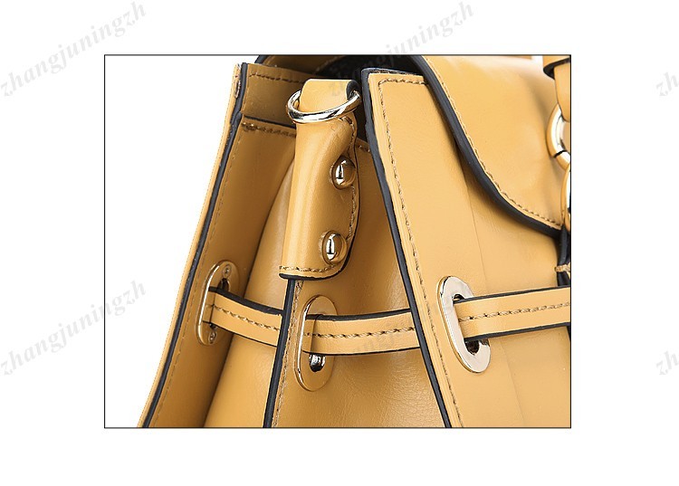 Real Genuine Leather Purse Satchel Shoulder Strap Handbag Lock Double-Layer Tote