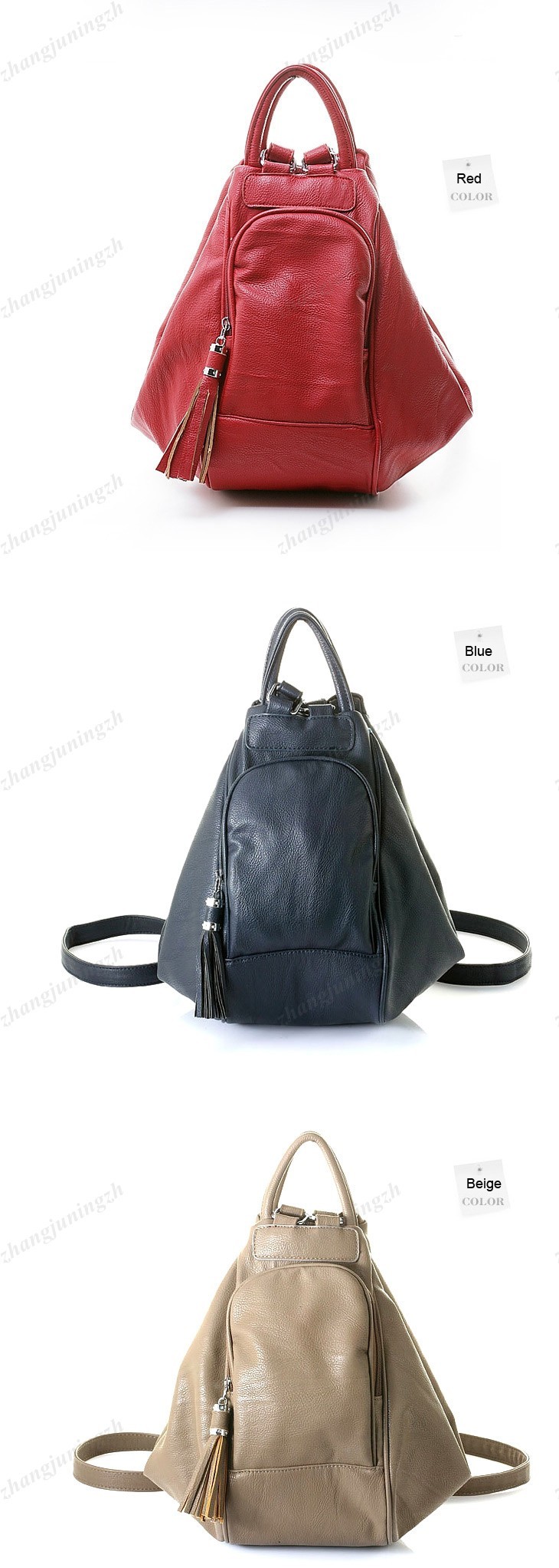 Faux Leather Purse Shoulder Hand Bag Backpack Rucksack School Tassel Women 3Way