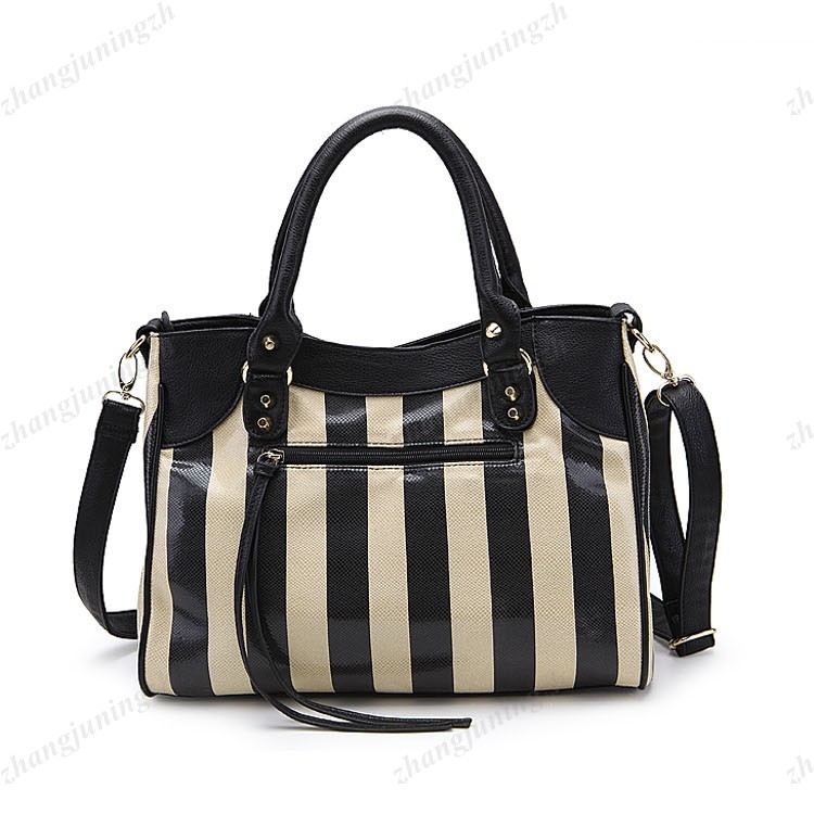 Faux Leather Purse Shoulder Satchel Messenger Hand Bag Tote Stripes Fashion New