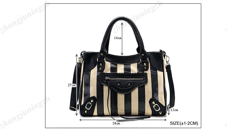 Faux Leather Purse Shoulder Satchel Messenger Hand Bag Tote Stripes Fashion New