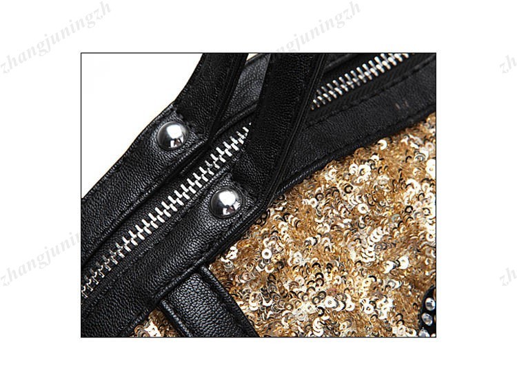 Faux Leather Rhinestone Sequins Paillette Bling Purse Satchel Shoulder Hand Bag