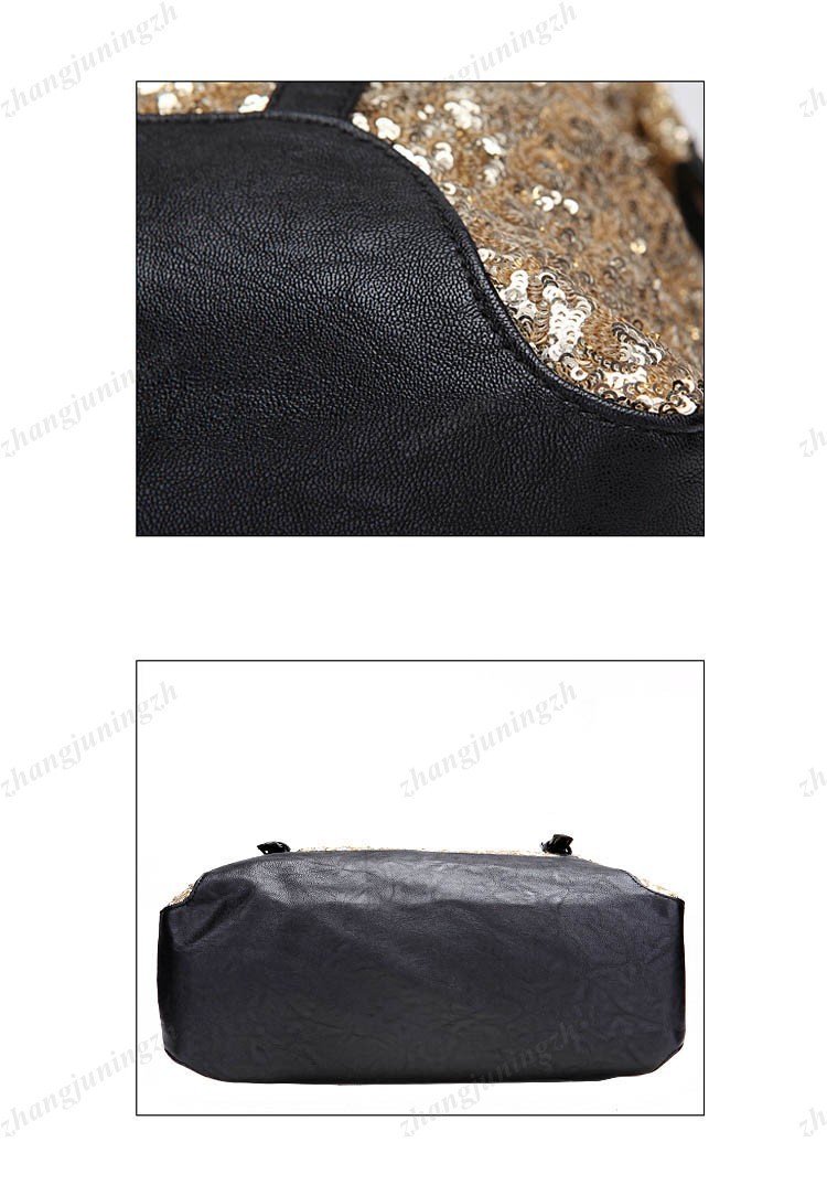 Faux Leather Rhinestone Sequins Paillette Bling Purse Satchel Shoulder Hand Bag