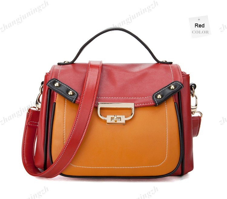 Faux Leather Purse Tote Satchel Shoulder Bag Handbag Colorful Multi-Colors Fashion