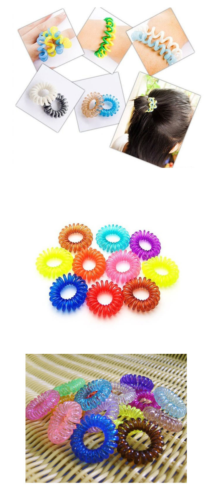 15PCS Colorful Telephone Line Ring Hair Rope Elastic Girl Headbands Fashion New