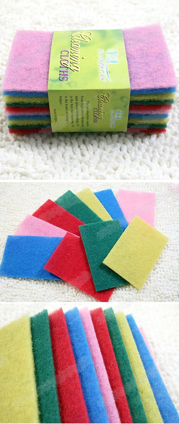 10PCS Home Kitchen Essential Scouring Pad Wash Cleaning Dish Cloth Colorful New